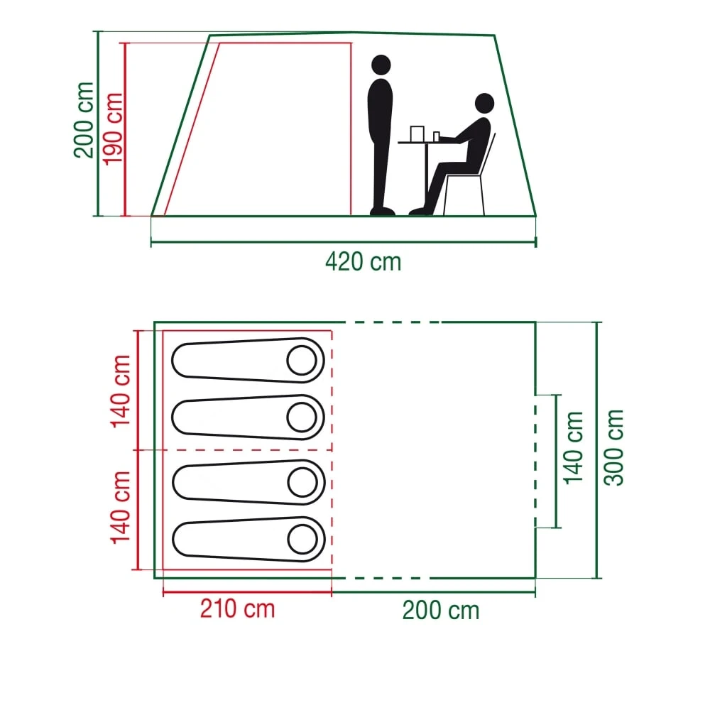 Coleman Cook 4 / 4 Persoons Tunneltent - Groen 3 Coleman Cook 4 / 4 Persoons Tunneltent - Groen - Afbeelding 3