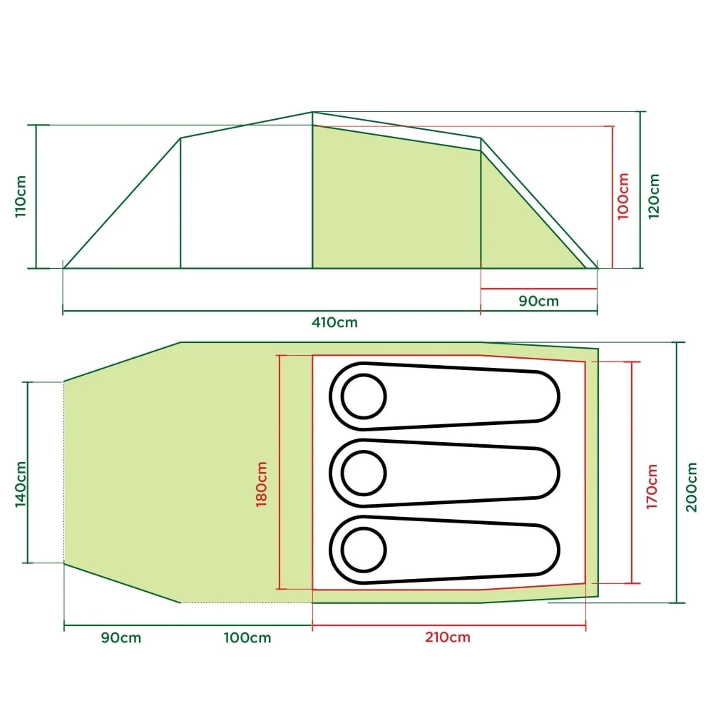 Coleman Tasman 3 / 3 Persoons Tunneltent 2 Coleman Tasman 3 / 3 Persoons Tunneltent - Afbeelding 2