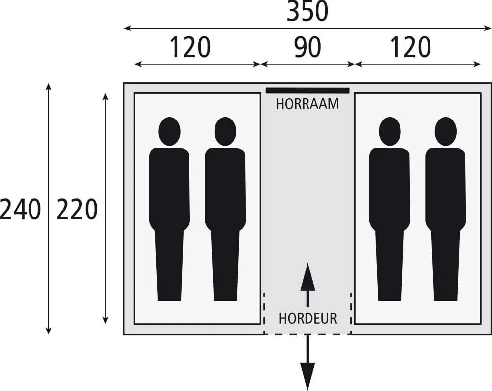 Bardani Amigo 350 / 4 Persoons Tent Grijs 2 Bardani Amigo 350 / 4 Persoons Tent Grijs - Afbeelding 2
