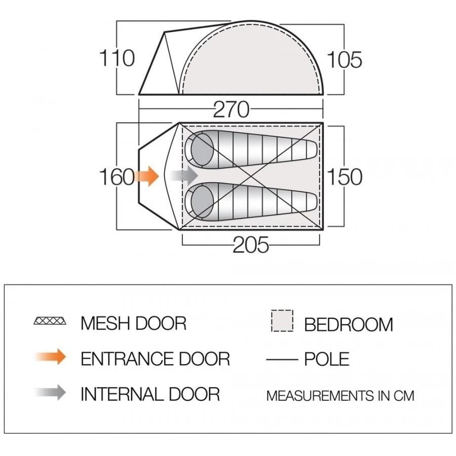 Vango Alpha 250 CLR / 2 Persoons Tent Blauw 3 Vango Alpha 250 CLR / 2 Persoons Tent Blauw - Afbeelding 3