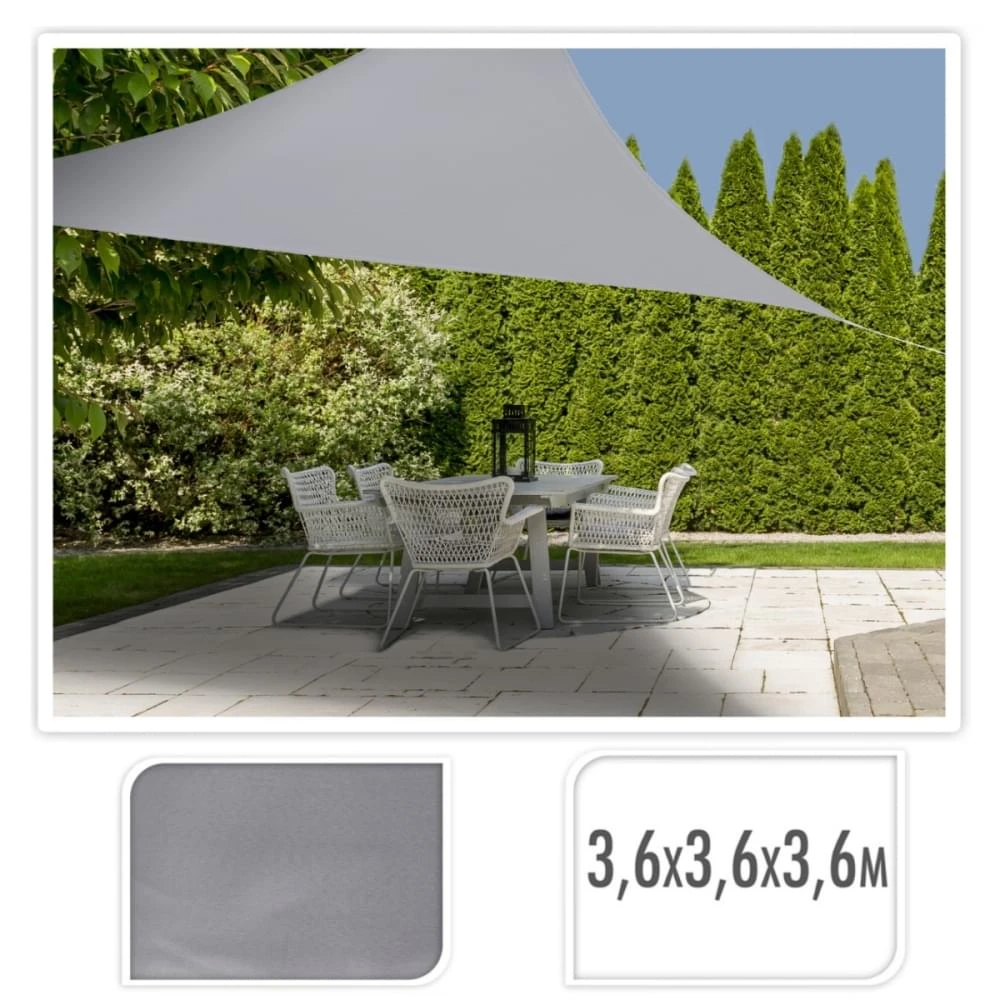 ML Schaduwdoek Driehoek 3,6 X 3,6 X 3,6 M Grijs 1 ML Schaduwdoek Driehoek 3,6 X 3,6 X 3,6 M Grijs